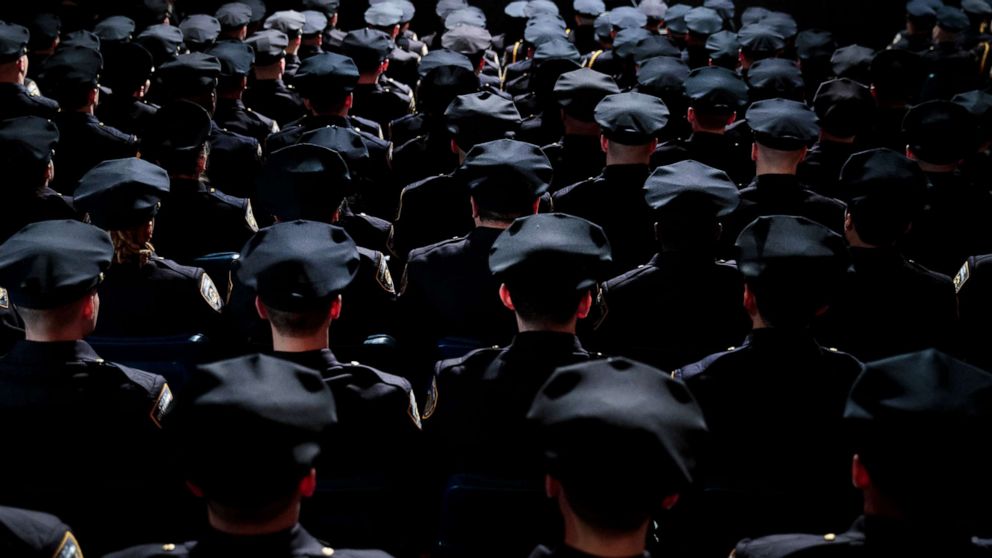 PHOTO: The newest members  of the New York City Police Department (NYPD) attend their police academy graduation ceremony at Madison Square Garden, March 30, 2017, in New York City.