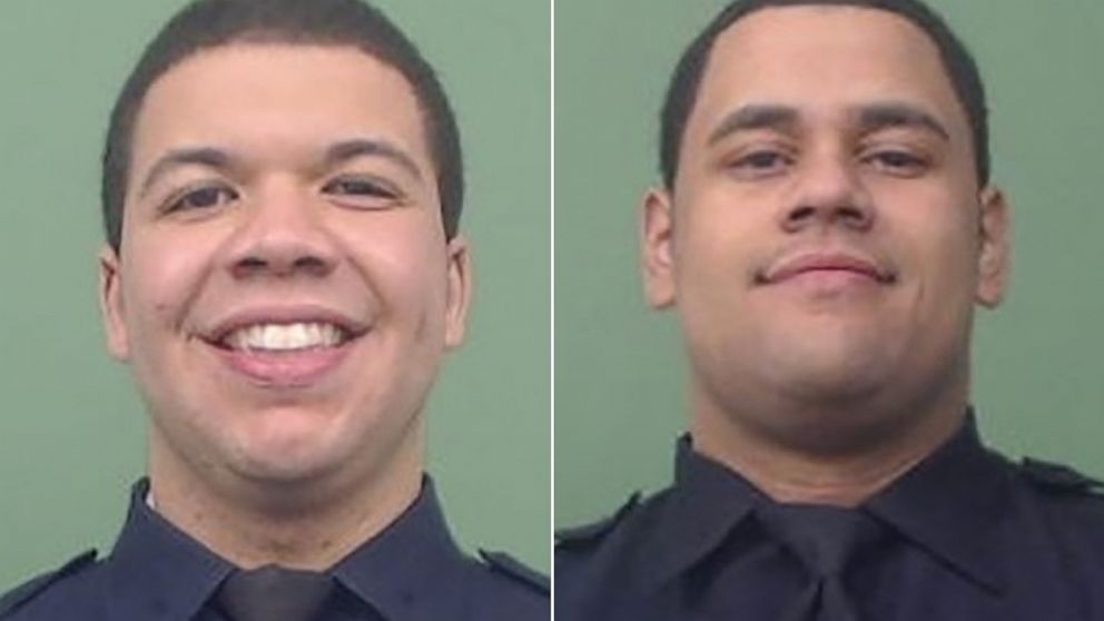 PHOTO: In an undated photo released by the NYPD, New York Police Department officer Jason Rivera, (L) who was killed in a police shooting, Jan. 21, 2022, in New York, is seen. Fellow officer Wilbert Mora, (R), was critically wounded in the shooting. 