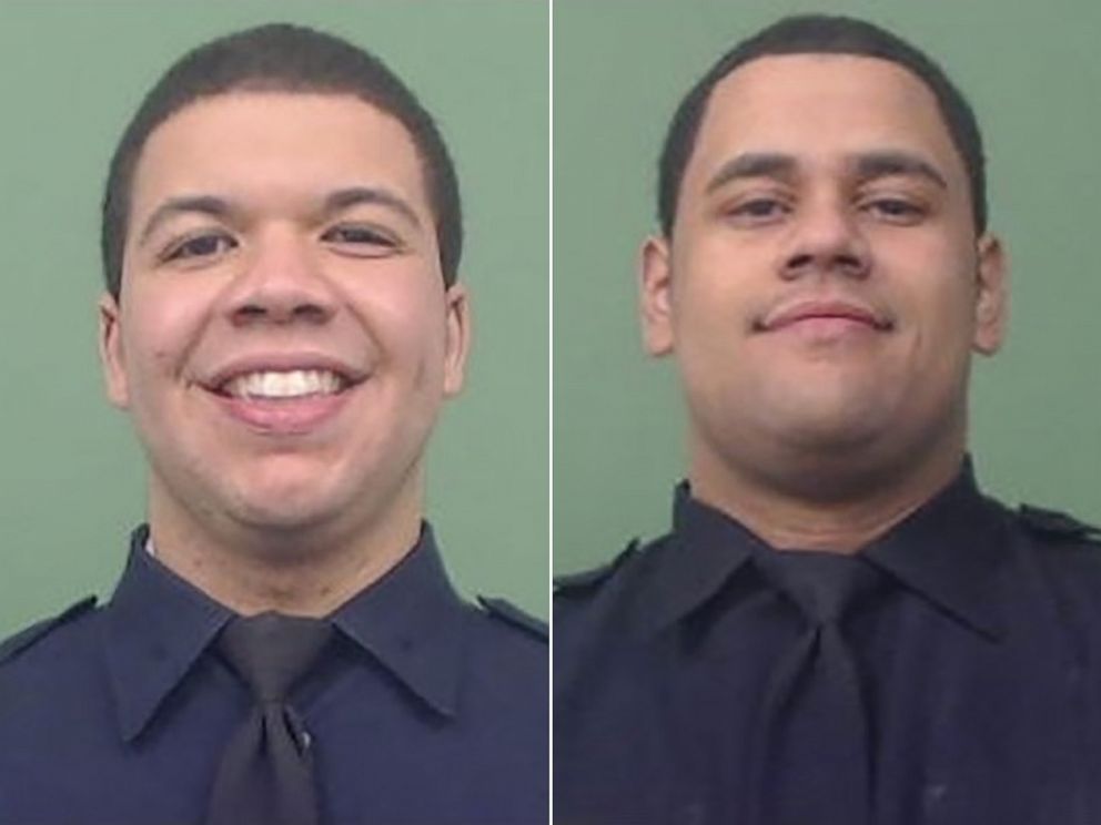 PHOTO: In an undated photo released by the NYPD, New York Police Department officer Jason Rivera, (L) who was killed in a police shooting, Jan. 21, 2022, in New York, is seen. Fellow officer Wilbert Mora, (R), was critically wounded in the shooting. 