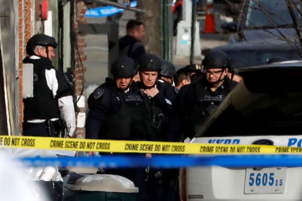 PHOTO: In this March 6, 2017, file photo, New York City Police Department (NYPD) Emergency Services officers work at the scene of a standoff in Brooklyn, NY.