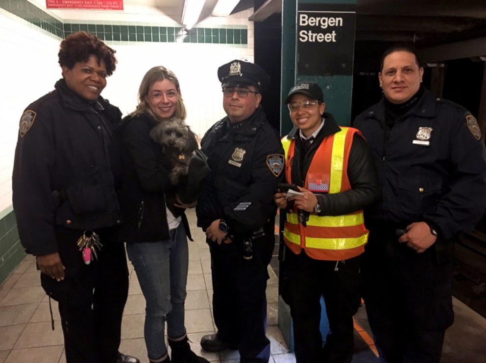 PHOTO: Officials rescued a dog from the subway tracks in New York, Feb. 16, 2017.
