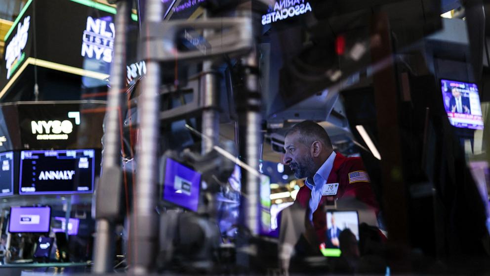 PHOTO: A trader works on the floor of the New York Stock Exchange, April 10, 2025, in New York City.
