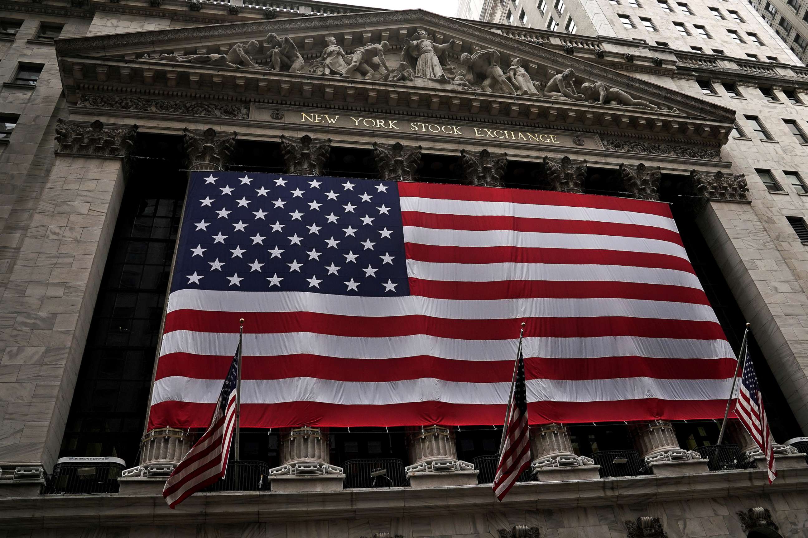 PHOTO: A flag is seen on the New York Stock Exchange in New York City, Nov. 5, 2020.