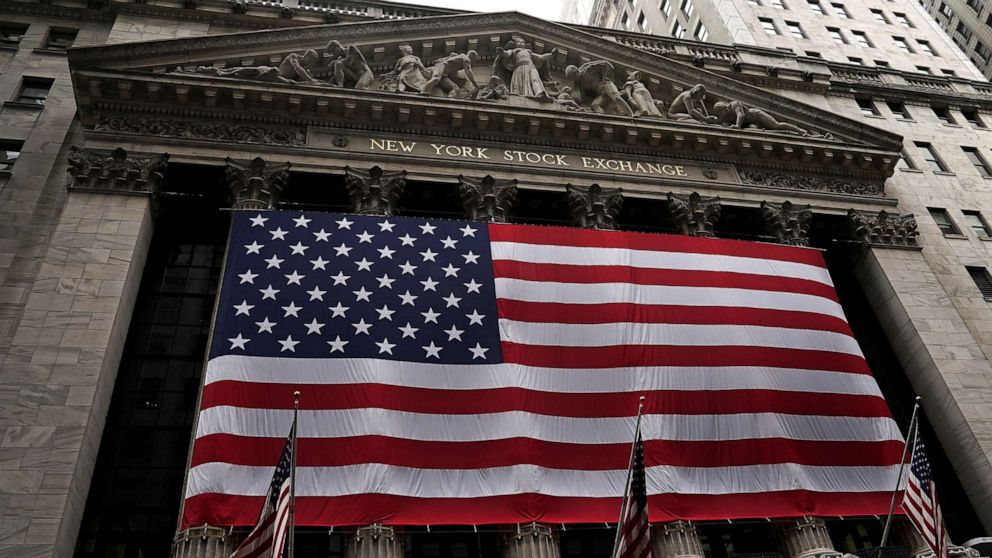 PHOTO: A flag is seen on the New York Stock Exchange in New York City, Nov. 5, 2020.