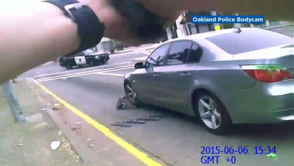 PHOTO: A still image from a bodycam video released by Oakland police of a deadly shooting of a man found passed out behind the wheel of a car in Oakland, Calif., in June 2015, after officers claimed he reached for a loaded handgun when confronted.