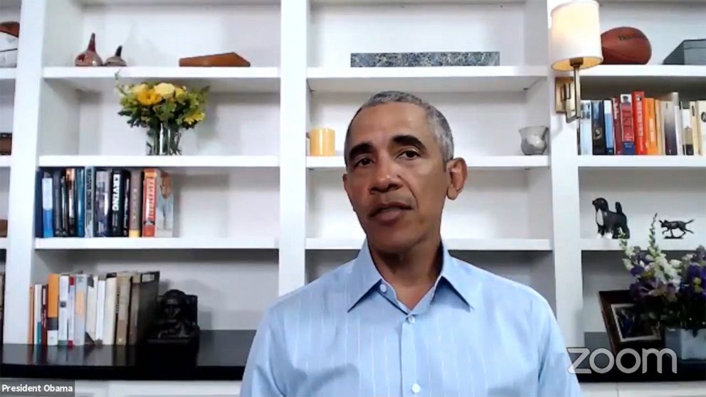 PHOTO: In a screengrab from the Obama Foundation, former US President Barack Obama participates in a virtual town hall on June 3, 2020.