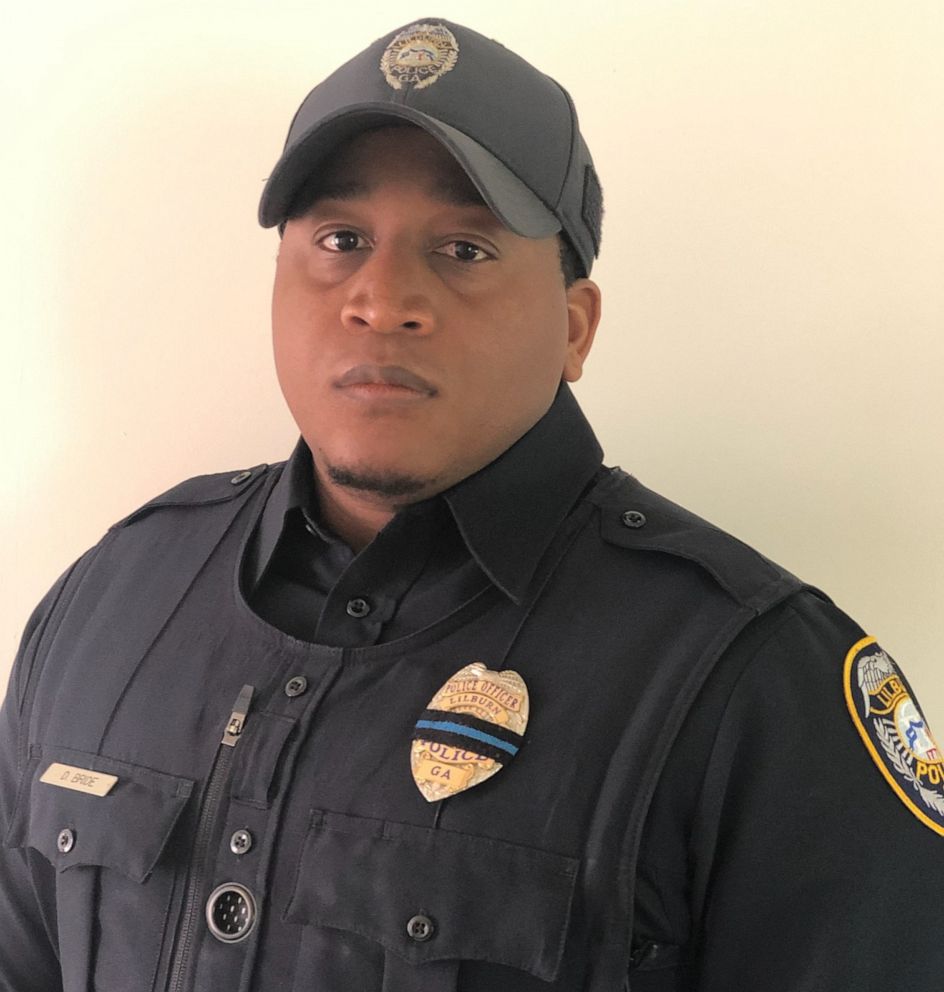 PHOTO: Police Officer Daniel Bride helped rescue a newborn baby who was born in the back seat of a car following an accident, April 13, 2020, in Lilburn, Ga.