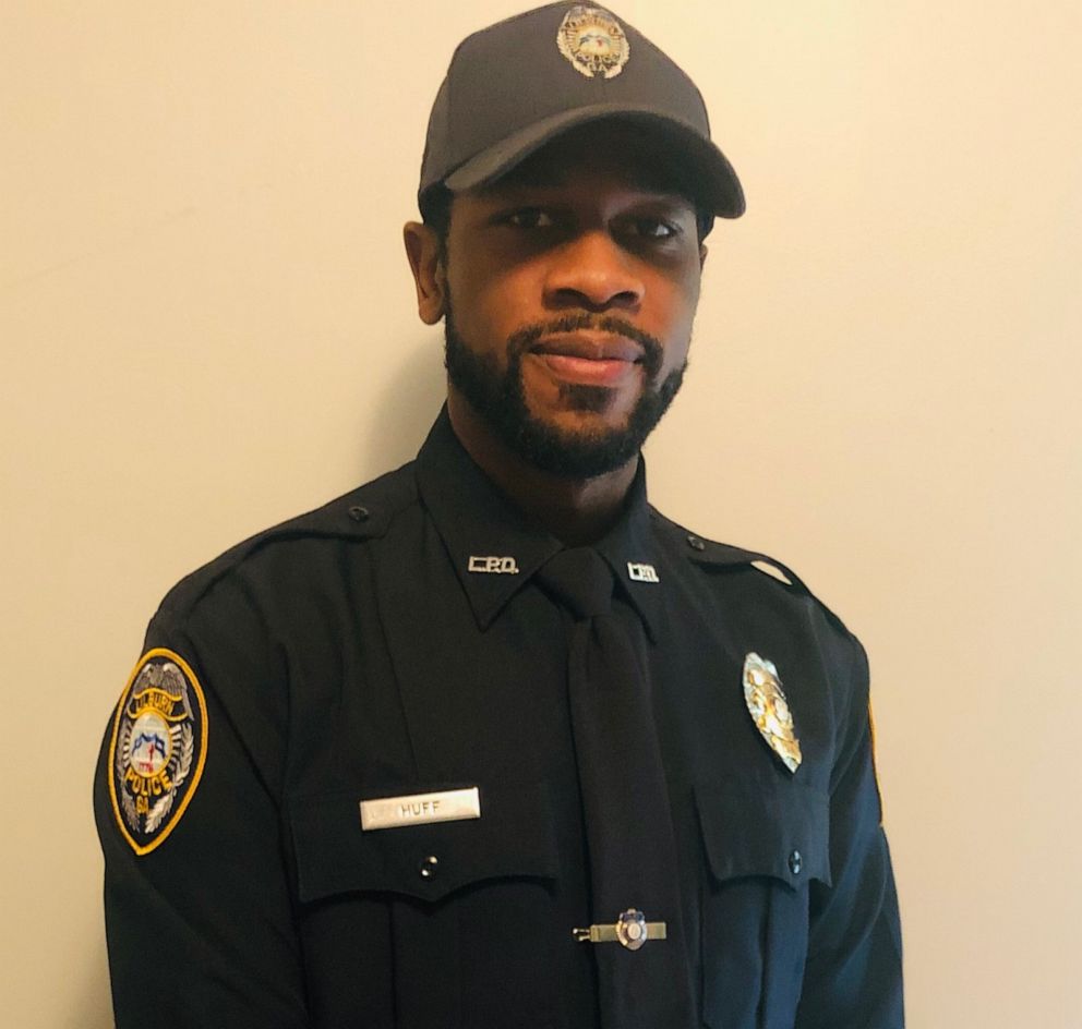PHOTO: Police Officer Cepada Huff helped rescue a newborn baby who was born in the back seat of a car following an accident, April 13, 2020, in Lilburn, Ga.