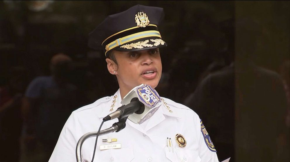 PHOTO: Philadelphia Police Commissioner Danielle Outlaw speaks during a press conference on June 25, 2020, about an incident during the George Floyd protests on June 1,  in which police fired tear gas.