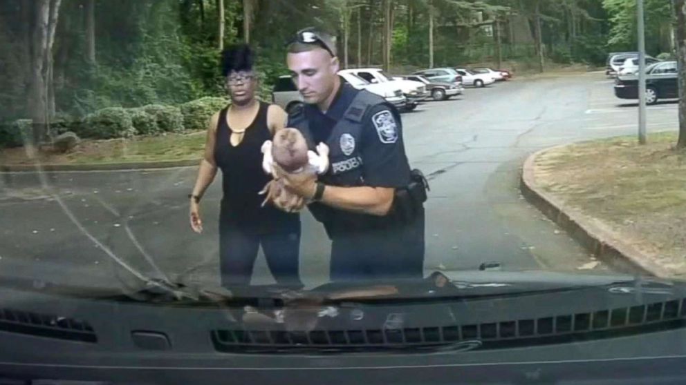 PHOTO: Georgia police officer Nick St. Onge used CPR to save a choking baby in Marietta, May 15, 2018.