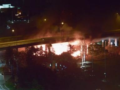 Massive fire closes Ohio River bridge near Cincinnati and damages steel structure
