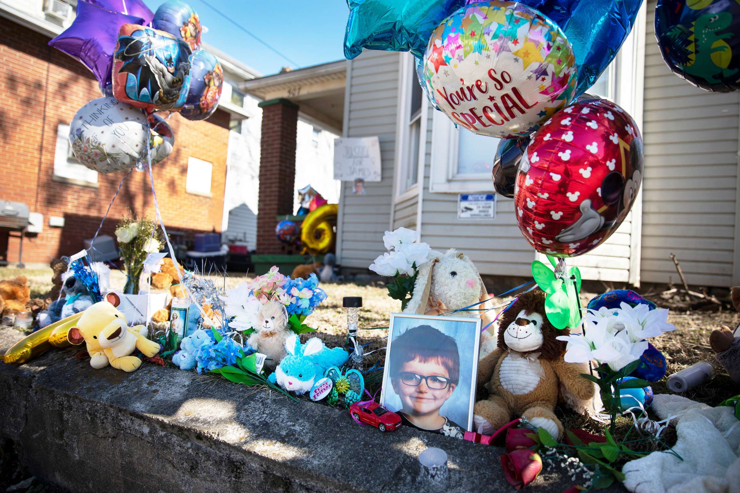 PHOTO: The house were James Hutchinson, 6, lived on Crawford Street in Middletown has been turned into a memorial, March 2, 2021.