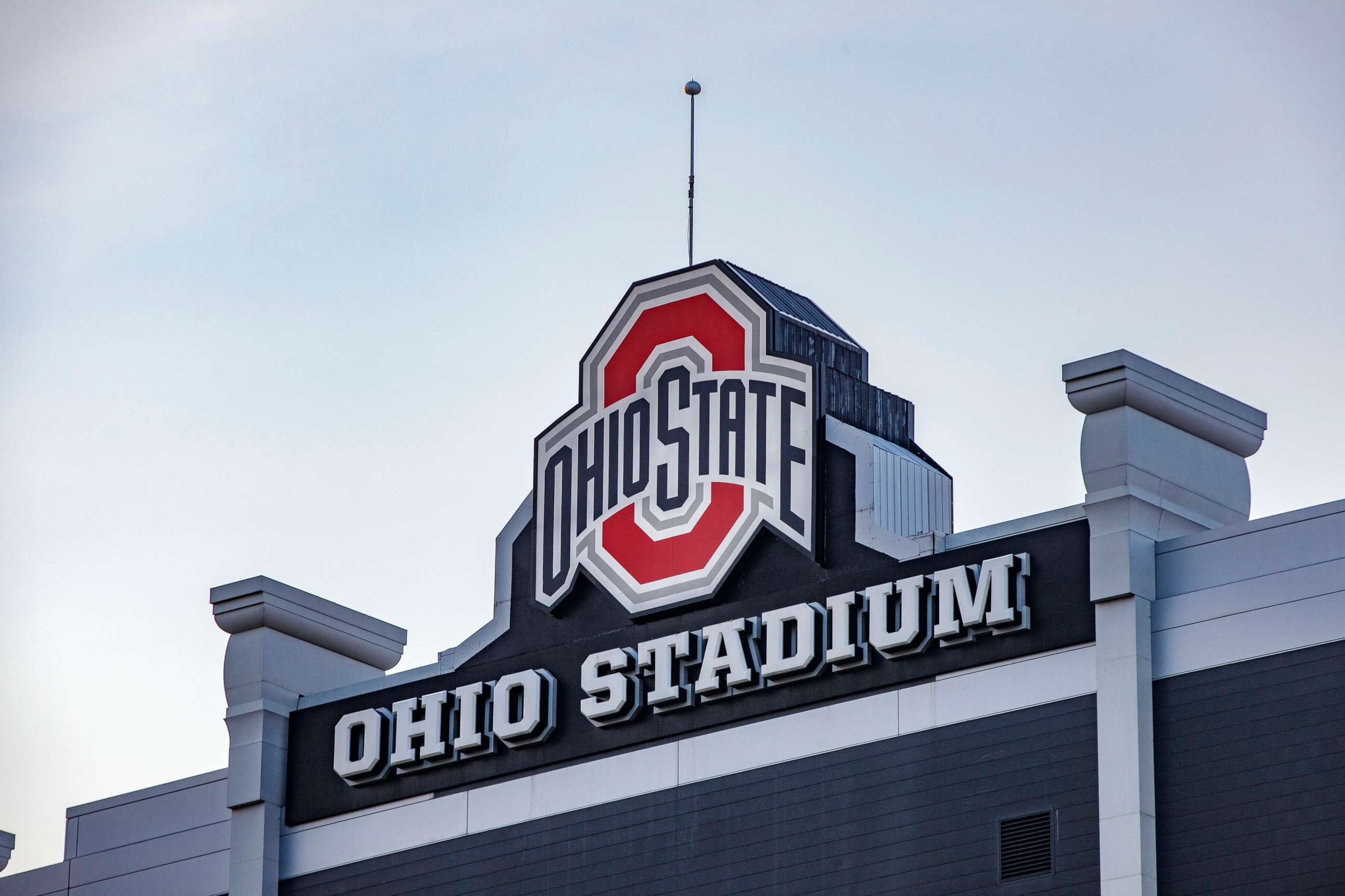 PHOTO: The Ohio State University logo at the top of the Ohio Stadium.