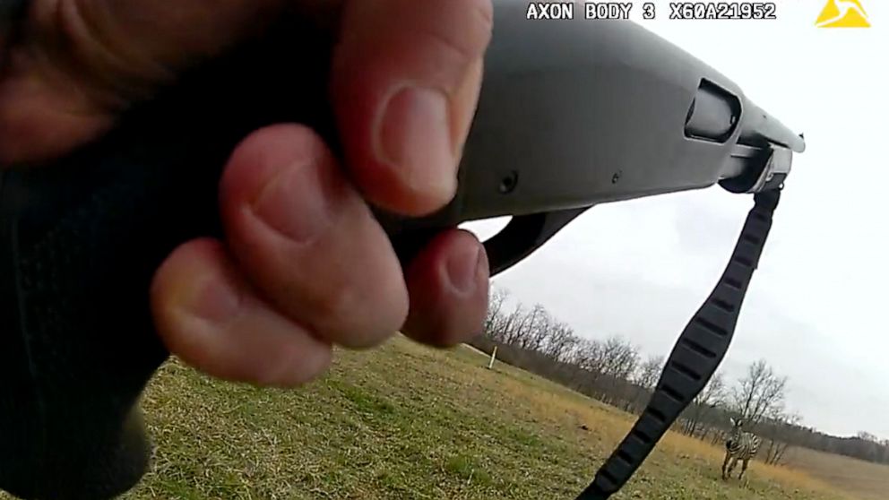 PHOTO: A screengrab from a police bodycam footage shows police in Ohio rescue a man who was allegedly attached by an aggressive zebra on March 12, 2023.