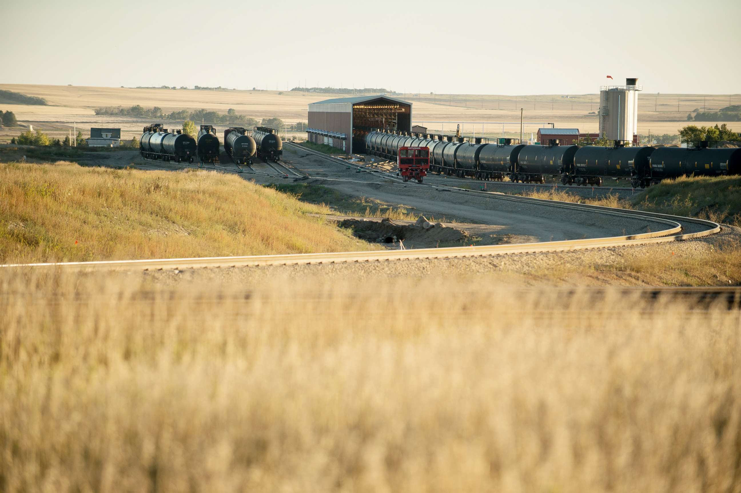 PHOTO: Tank cars are seen at a transfer station called a "Colt Hub," operated by Inergy Crude Logistics, waiting to be filled with crude oil from trucks coming in from the Bakken oil fields in the small town of Epping, N.D., Sept 15, 2013.