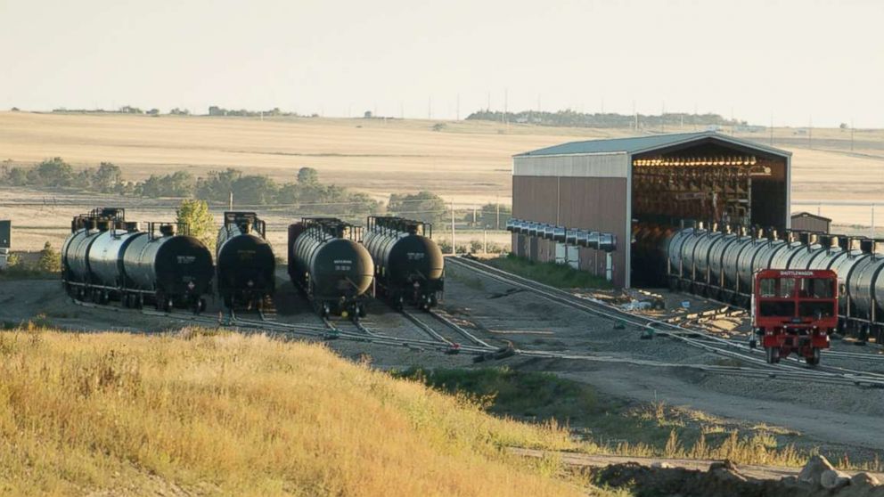 PHOTO: Tank cars are seen at a transfer station called a "Colt Hub," operated by Inergy Crude Logistics, waiting to be filled with crude oil from trucks coming in from the Bakken oil fields in the small town of Epping, N.D., Sept 15, 2013.