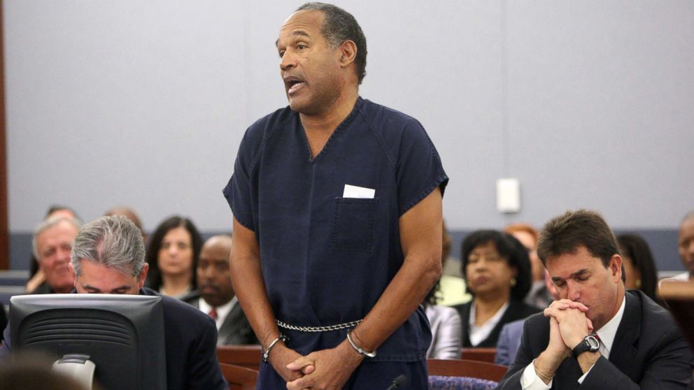OJ Simpson speaks in court prior to his sentencing at the Clark County Regional Justice Center, Dec. 5, 2008, in Las Vegas. 