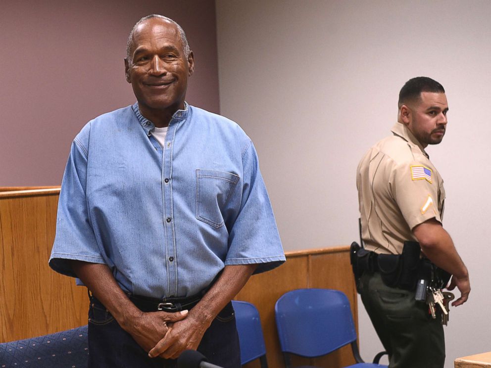 PHOTO: In this July 20, 2017, file photo, former NFL football star O.J. Simpson enters for his parole hearing at the Lovelock Correctional Center in Lovelock, Nevada.