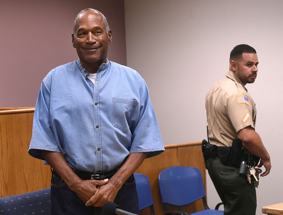 PHOTO: In this July 20, 2017, file photo, former NFL football star O.J. Simpson enters for his parole hearing at the Lovelock Correctional Center in Lovelock, Nevada.