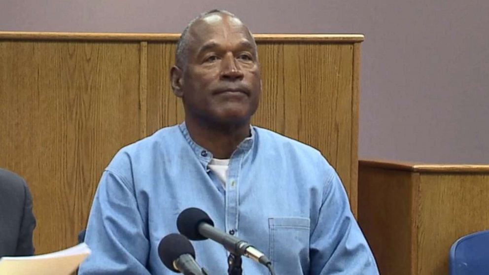 PHOTO: O.J. Simpson appears in the parole hearing room to attend his hearing at the Lovelock Correctional Center in Lovelock, Nevada, July 20, 2017.