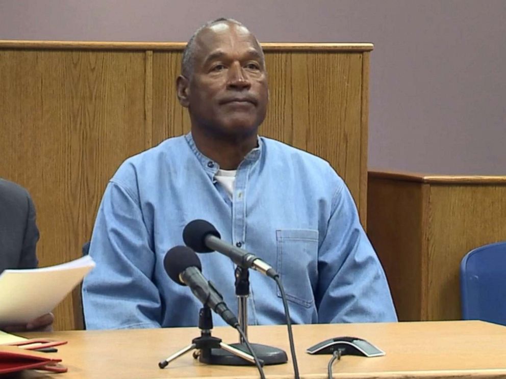 PHOTO: O.J. Simpson appears in the parole hearing room to attend his hearing at the Lovelock Correctional Center in Lovelock, Nevada, July 20, 2017.