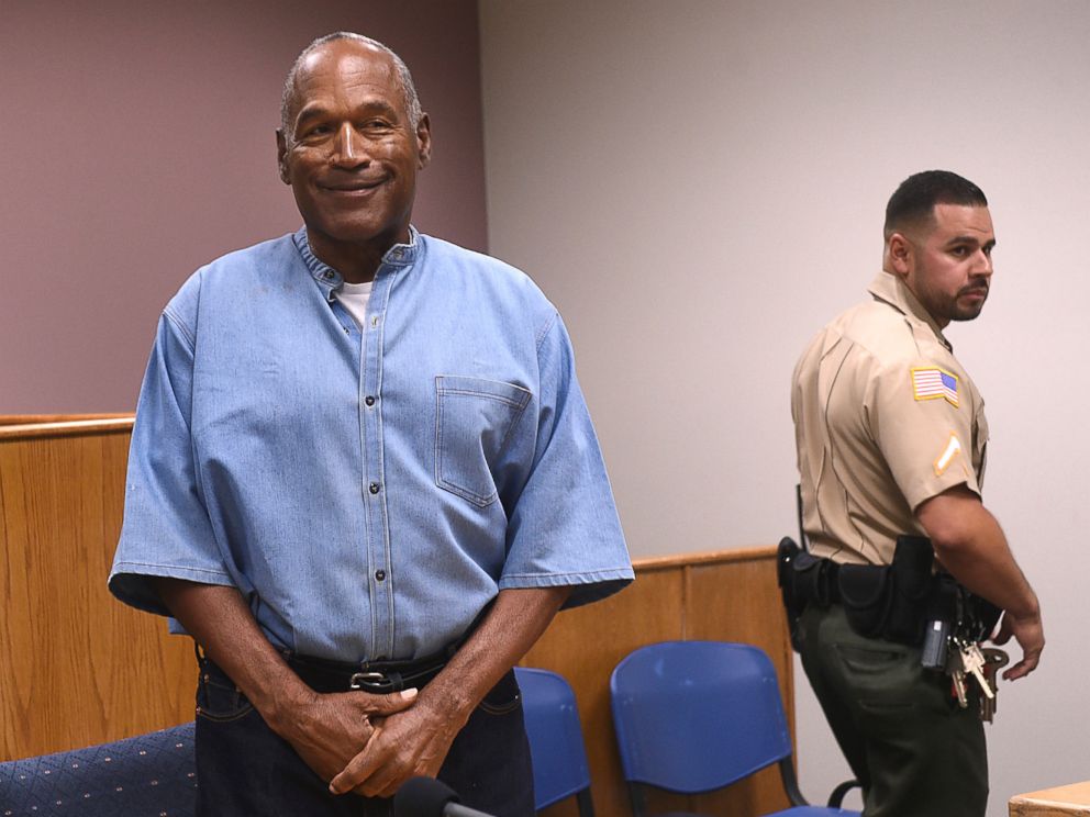 PHOTO: Former NFL football star O.J. Simpson enters for his parole hearing at the Lovelock Correctional Center in Lovelock, Nev., on July 20, 2017.