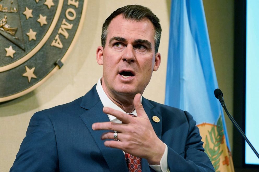 PHOTO: Oklahoma Gov. Kevin Stitt speaks during a news conference in Oklahoma City, Feb. 11, 2021. 