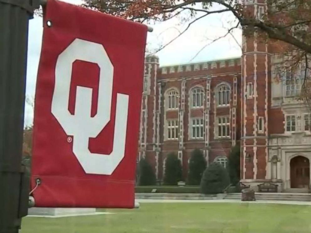 PHOTO: A banner hangs on the campus of the University of Oklahoma in Norman, Okla.