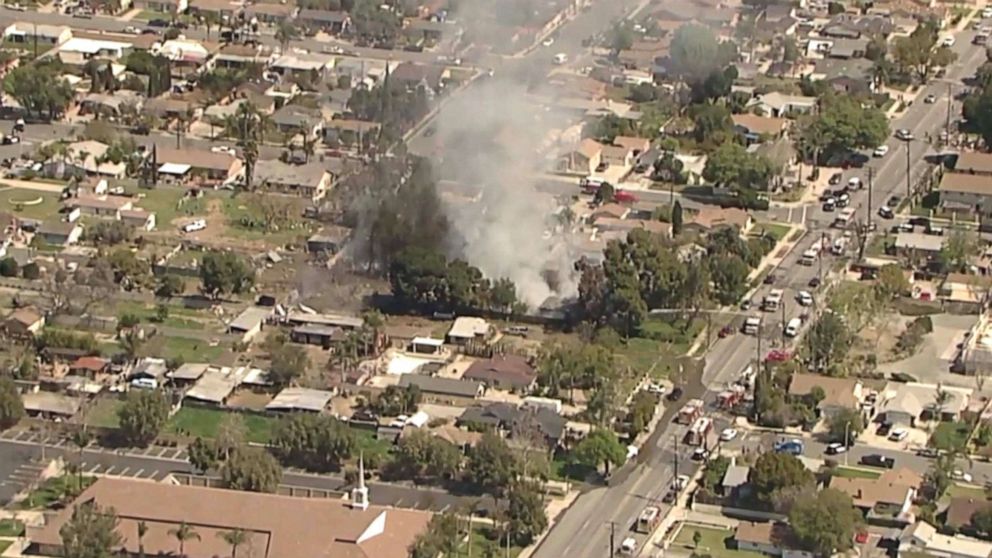 PHOTO: An aerial image shows an explosion in Ontario, Calif., March 16, 2021.