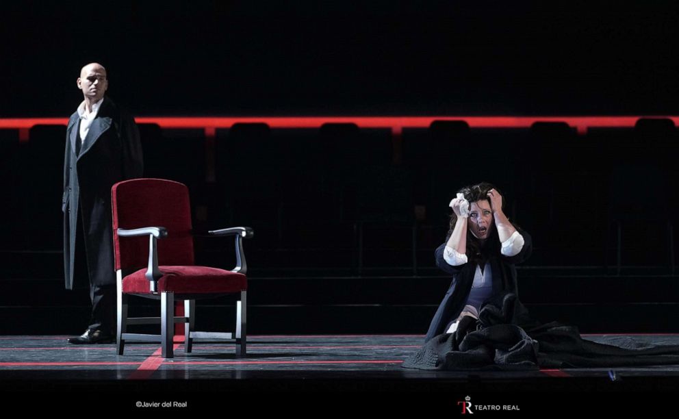 PHOTO: Michael Fabiano and Marina Rebeka perform in "La Traviata" at Teatro Real in Madrid, Spain, July 2020.