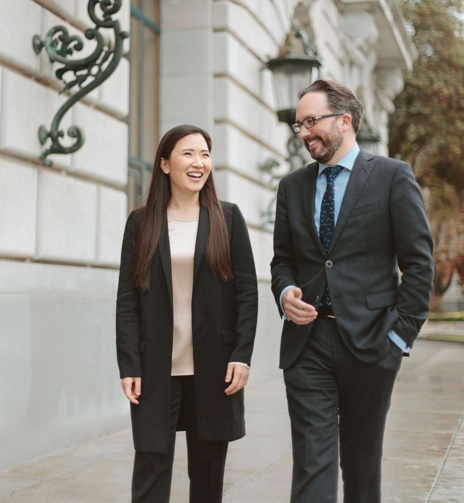 PHOTO: San Francisco Opera Music Director Designate Eun Sun Kim with San Francisco Opera General Director Matthew Shilvock outside the War Memorial Opera House.