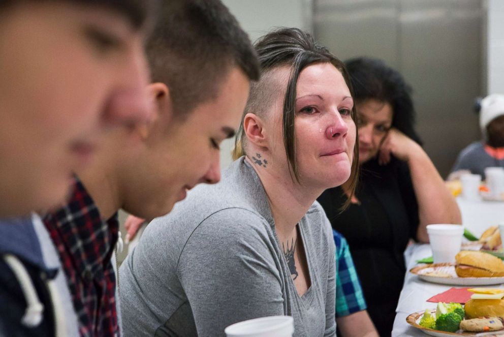 PHOTO: Tera cries during the visit with her children on Thanksgiving. "These boys turned out great, no thanks to me," she said as she started to cry, "I need to start making amends with them. I can't change the past."