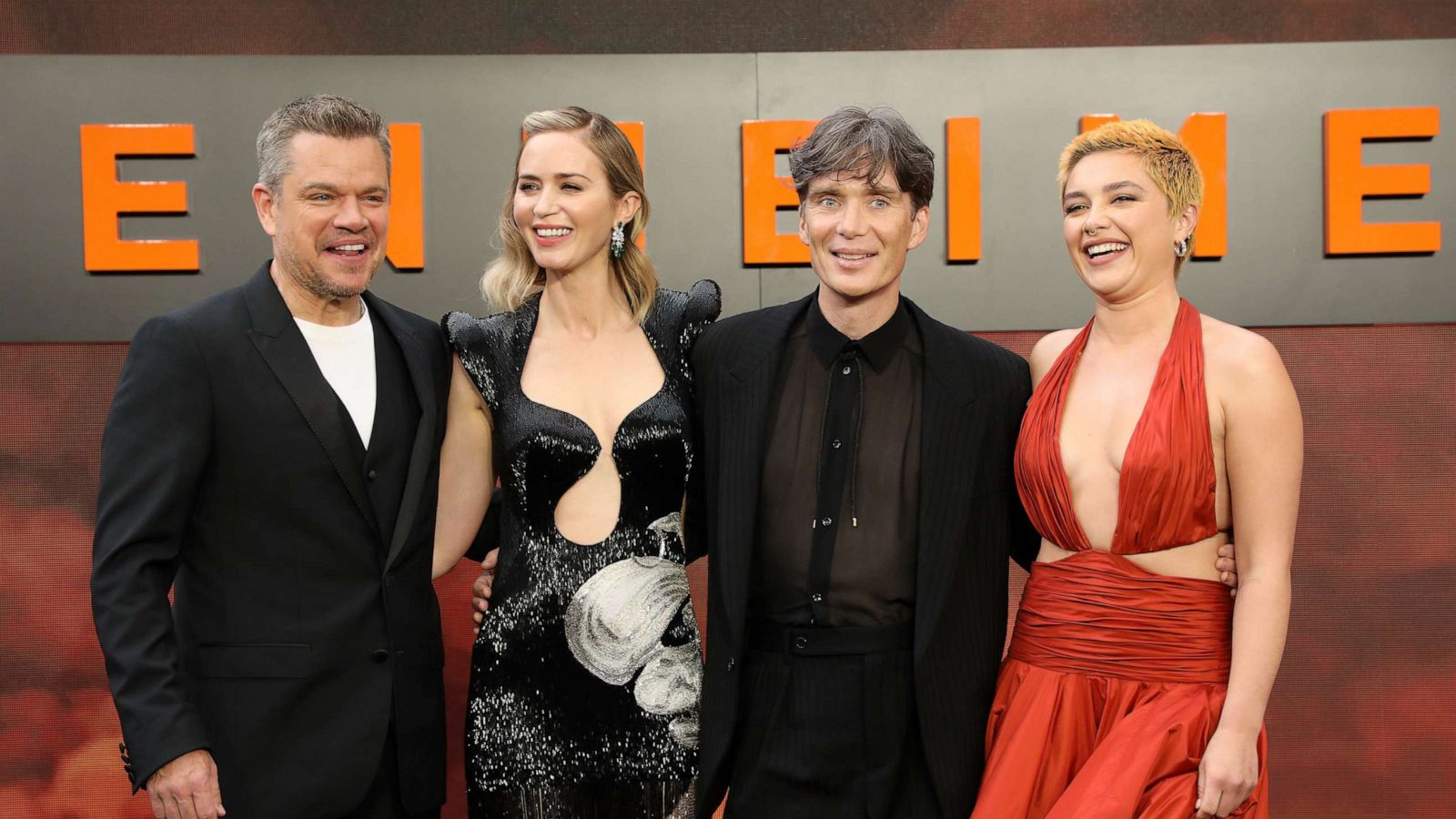 PHOTO: Matt Damon, Emily Blunt, Cillian Murphy and Florence Pugh attend the UK Premiere of "Oppenheimer" at Odeon Luxe Leicester Square on July 13, 2023, in London.