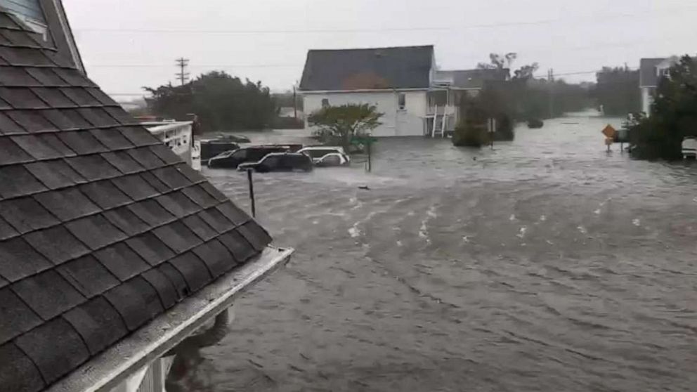 PHOTO: Flooding fills the streets of Ocracoke Island, N.C., Sept. 6, 2019 as Hurricane Dorian passes.