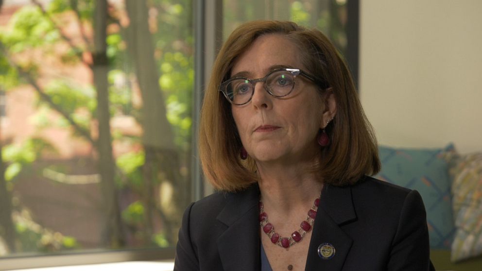 PHOTO: Oregon Gov. Kate Brown is shown in an interview with ABC News.