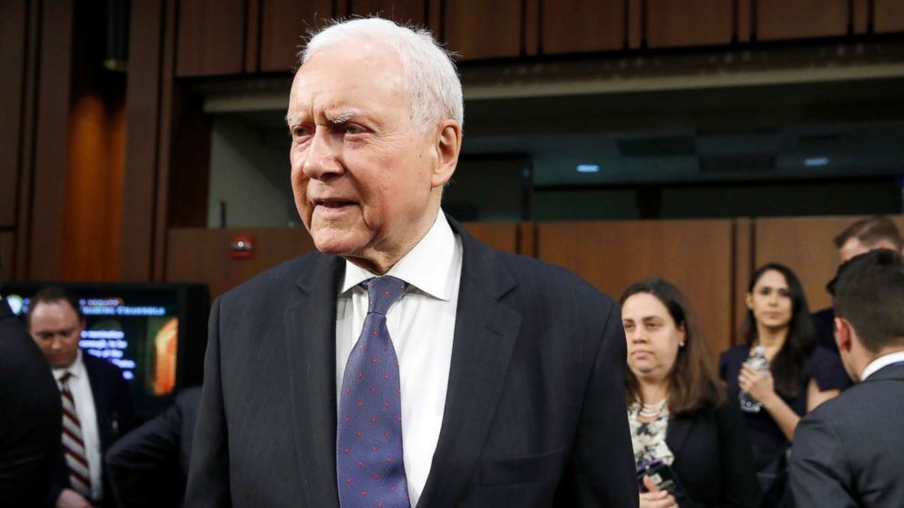 PHOTO: Sen. Orrin Hatch returns after a break in the confirmation hearing of Supreme Court nominee Brett Kavanaugh at the Senate Judiciary Committee, Sept. 4, 2018, in Washington.