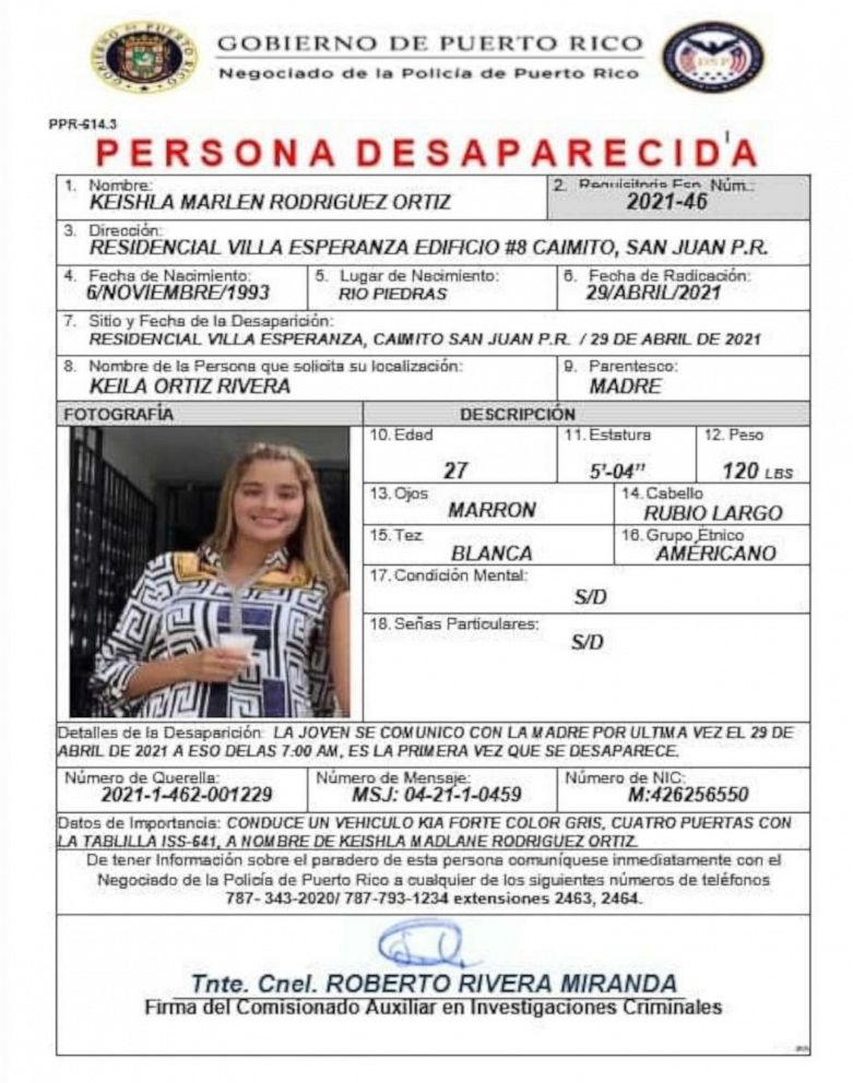 PHOTO: The missing flyer for Keishla Rodriguez Ortiz. 