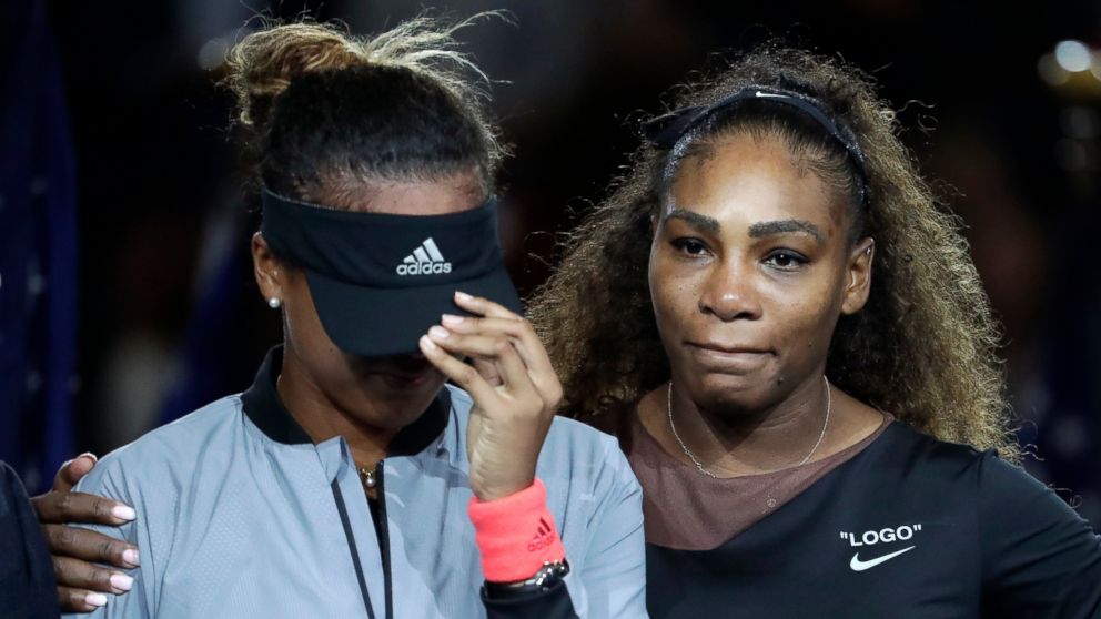 PHOTO: Naomi Osaka, of Japan, is hugged by Serena Williams after Osaka defeated Williams in the women's final of the U.S. Open tennis tournament, Saturday, Sept. 8, 2018, in New York.