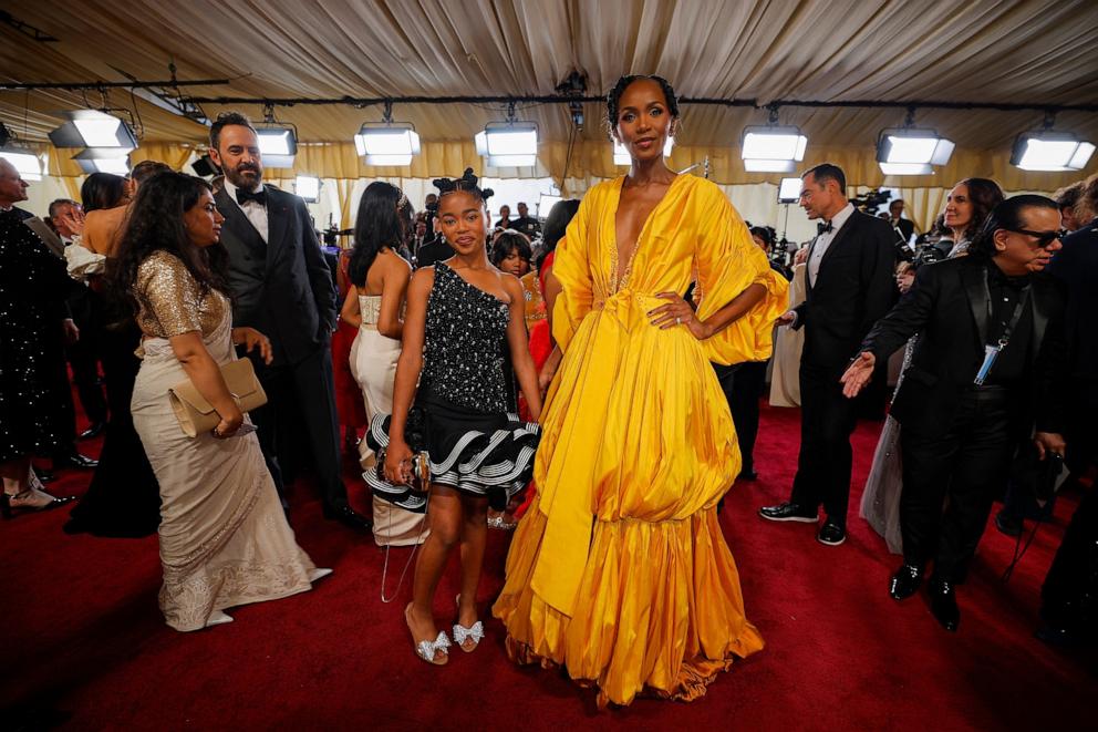 PHOTO: Avumile Qongqo and her daughter attend the 97th Annual Oscars, Mar. 2, 2025 in Los Angeles.