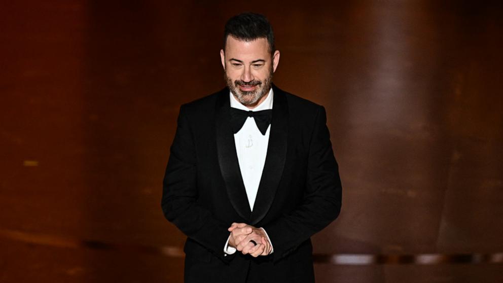 PHOTO: Jimmy Kimmel hosts the 96th Annual Academy Awards, in Hollywood, Mar. 10, 2024. 