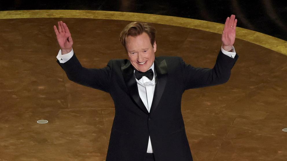 PHOTO: Host Conan O'Brien speaks onstage during the 97th Annual Oscars, Mar. 2, 2025 in Los Angeles.