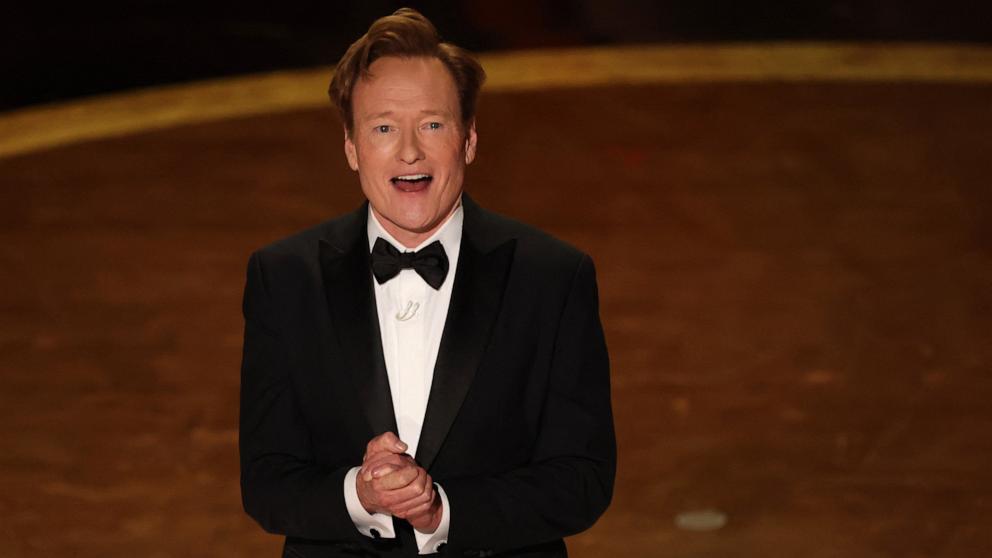 PHOTO: Host Conan O'Brien speaks onstage during the 97th Annual Oscars, Mar. 2, 2025 in Los Angeles.