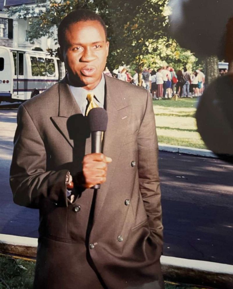 PHOTO: Steve Osunsami reporting in Memphis for ABC News in August 1997.