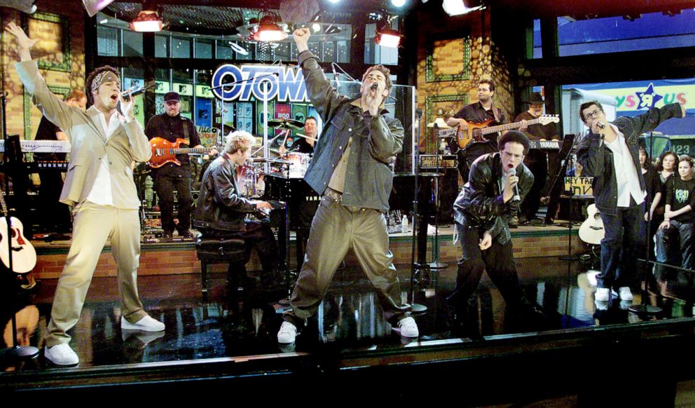 PHOTO: In this April 13, 2001, file photo, pop band "O-Town" from the ABC Television show "Making the Band" makes a live performance on ABC's "Good Morning America" in New York.