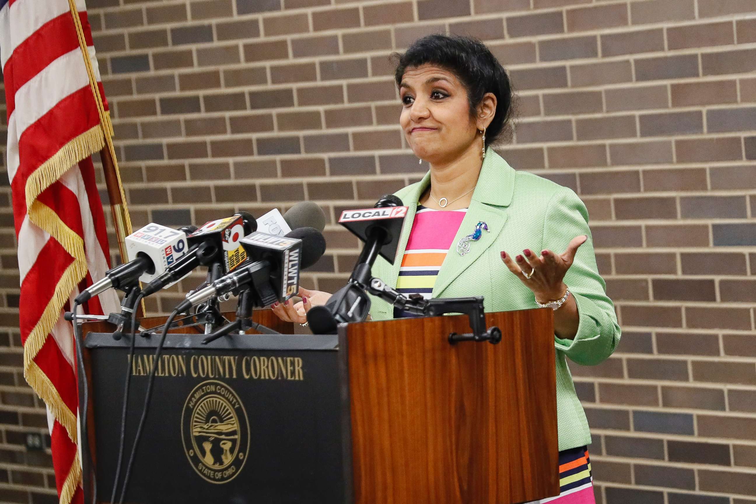 PHOTO: Dr. Lakshmi Kode Sammarco speaks during a news conference regarding the circumstances surrounding the death of 22-year-old University of Virginia undergraduate student Otto Warmbier, Sept. 27, 2017.