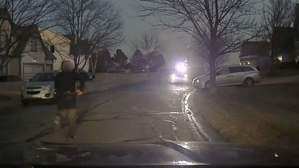 PHOTO: An image made from police dashcam video shows a moment before John Albers, 17, the driver of a mini van, was shot and killed by police in a suburb of Kansas City, Mo., Jan. 20, 2018.