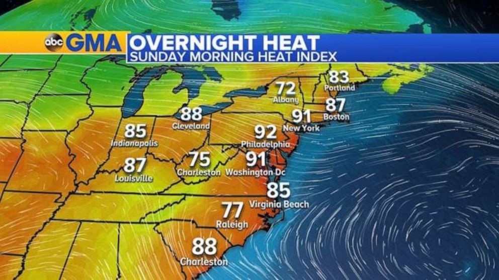 PHOTO: Overnight heat indices were still above 90 degrees from Washington, D.C., to New York City.