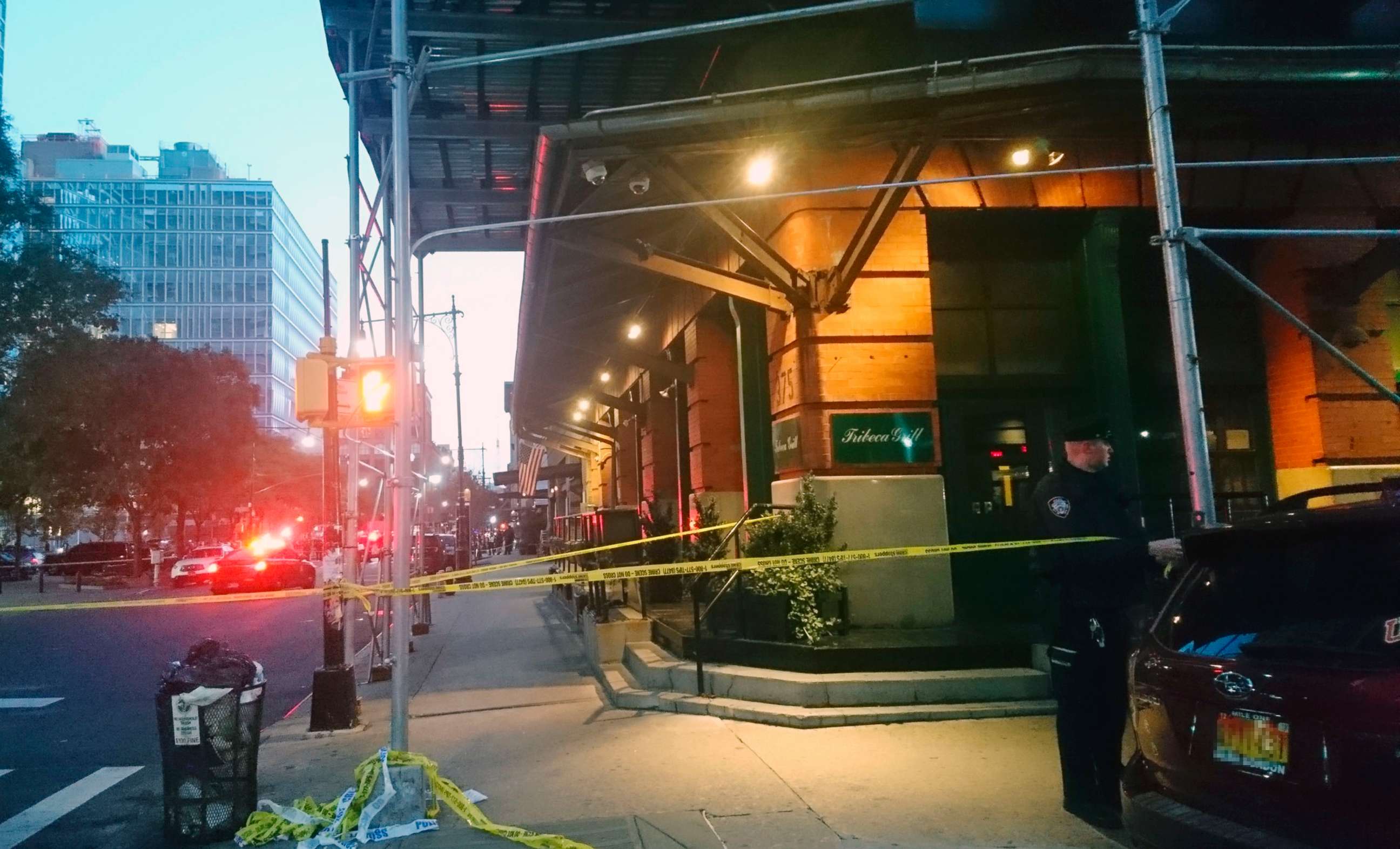 PHOTO: A police officer blocks off an area responding to reports of a suspicious package in the Tribeca neighborhood in N.Y., Oct. 25, 2018.