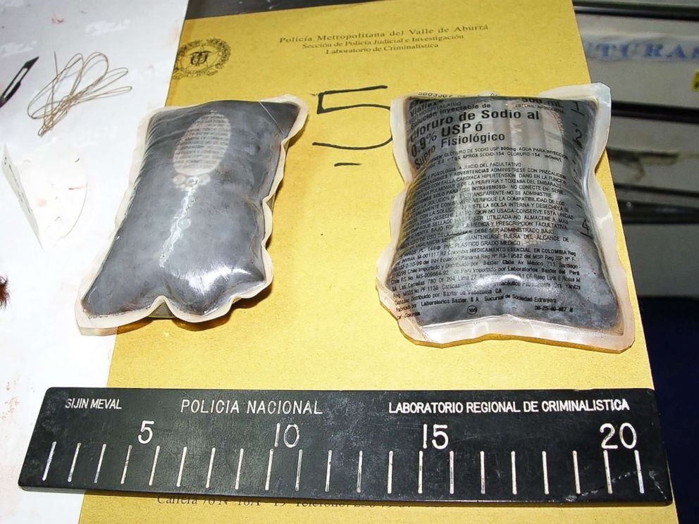 PHOTO: This undated photo shows how liquid heroin was packaged to be surgically inserted into the puppies' bellies.