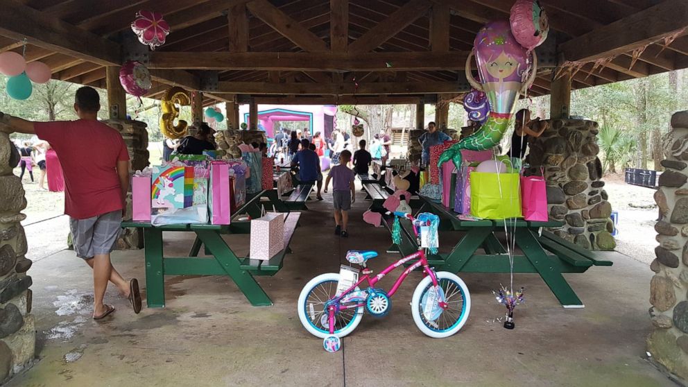 PHOTO: A young girl's birthday party at John Chestnut Park in Florida on Sunday.